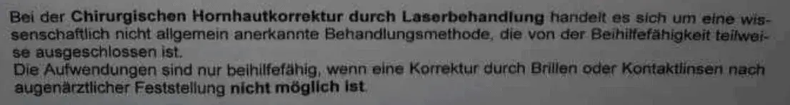 Beihilfe Lasik