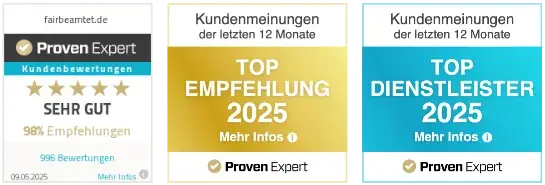 ProvenExpert Empfehlungen für fairbeamtet.de Stand 2025-05-14